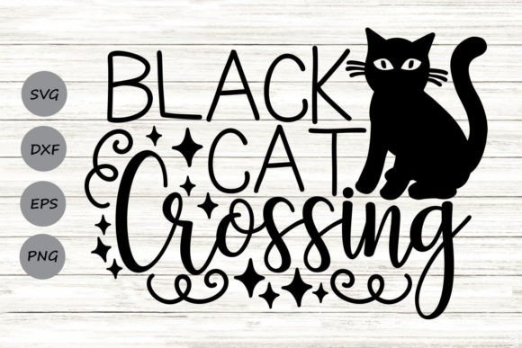 Black Cat Crossing Svg