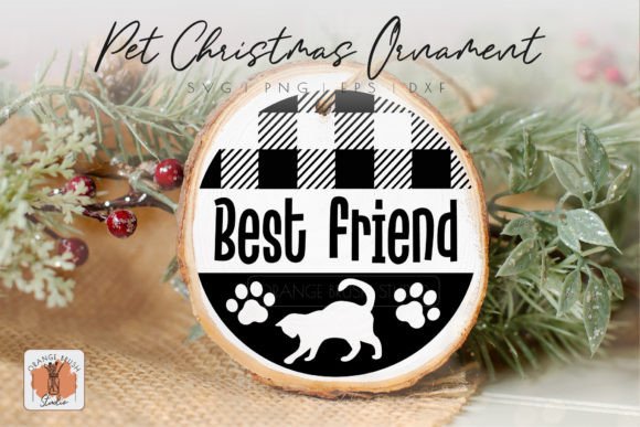 Cat Christmas Ornament SVG Round Sign