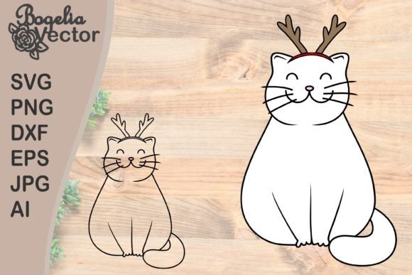 Christmas Cat with Antlers
