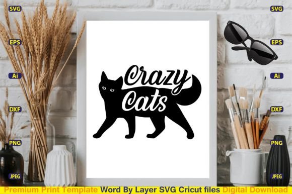 Crazy Cats SVG Design Cut Files