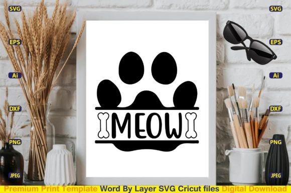 Meow SVG Design Vector Cut Files