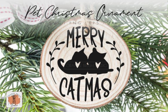 Merry Christmas Cat Ornament Svg